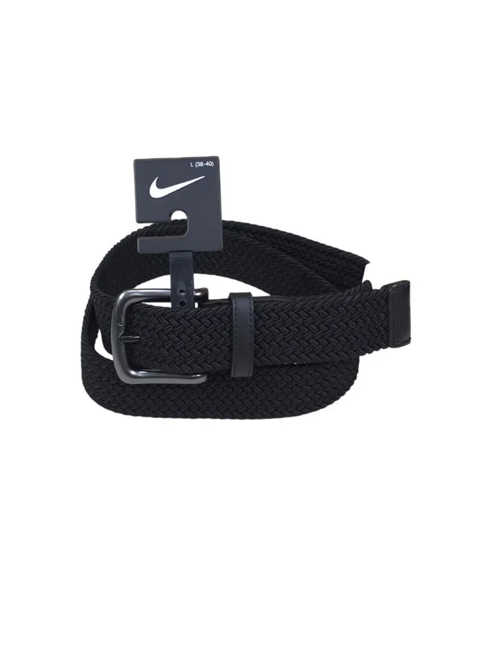 Nike Braided Woven Stretch Golf Belt L 38-40 Metal Buckle Black Comfortable
